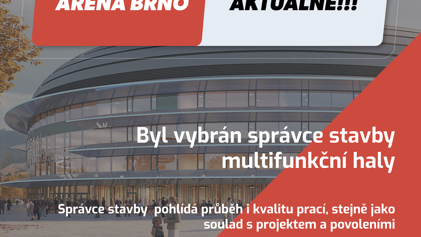 Byl vybrán správce stavby multifunkční haly ARENA BRNO